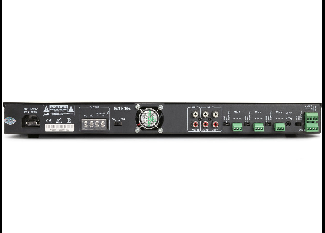 Pure Resonance Audio RMA120BT Bluetooth 120W Rack Mixer Amplifier Back