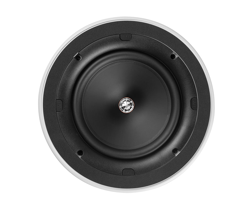KEF CI200.2CR 8 Inch Slim Bezel Round In-Ceiling Single Speaker
Round black speaker with silver logo KEF on a white background