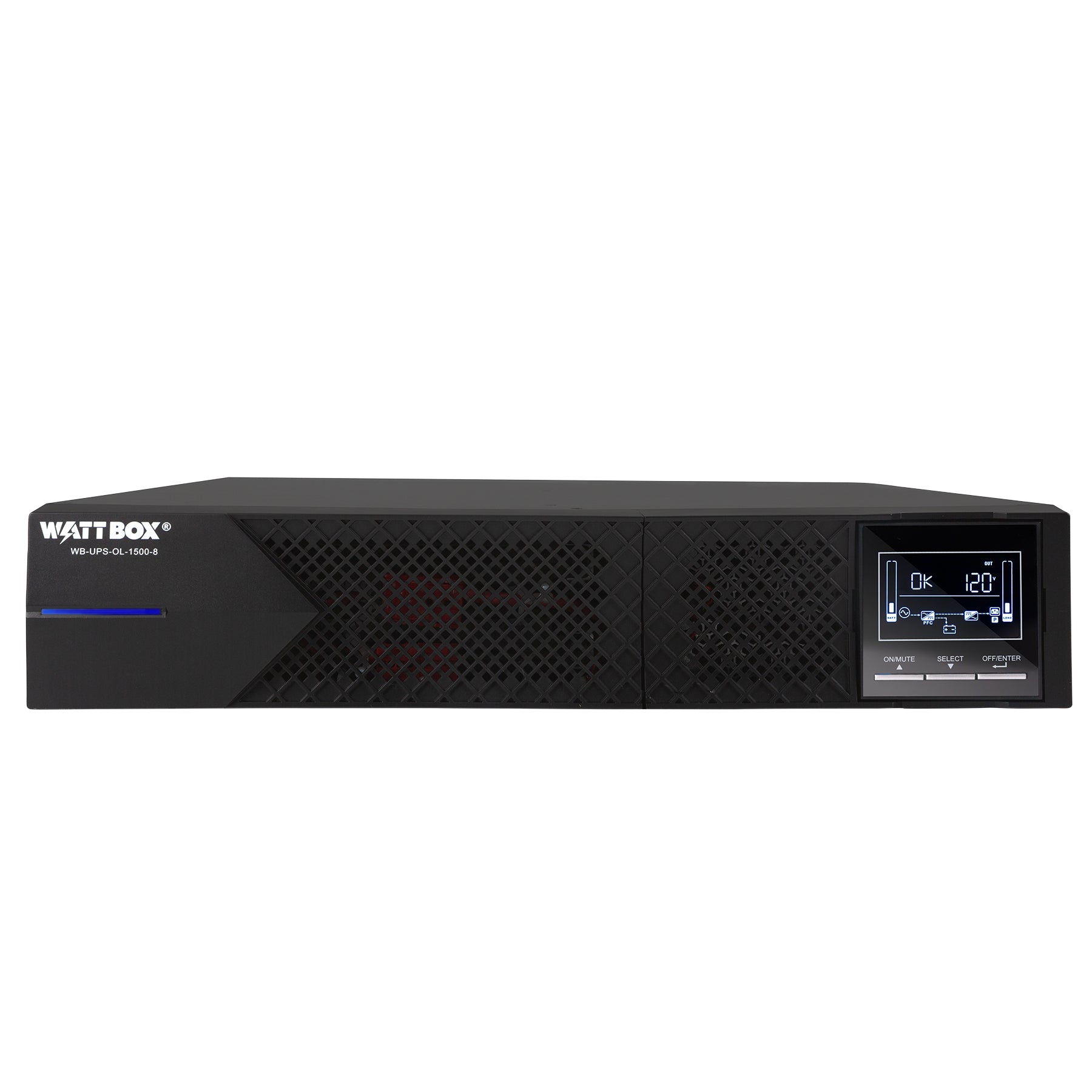 Black power supply unit with digital display on a white background