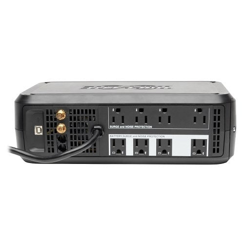 Eaton Tripp Lite SMART1000LCD Tower UPS AVR LCD 1000VA 500W
Power strip with multiple outlets and surge protection on a white background