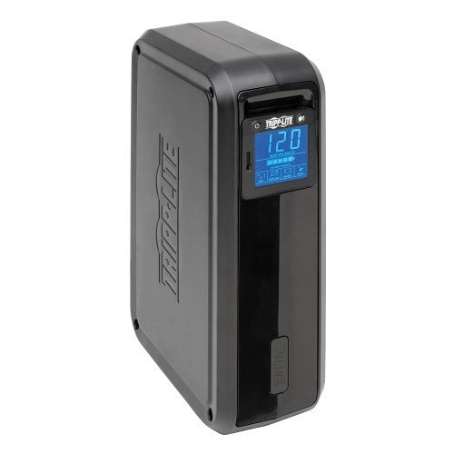 Eaton Tripp Lite SMART1000LCD Tower UPS AVR LCD 1000VA 500W
Black electronic device with digital display on a white background