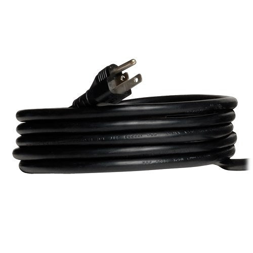 Eaton Tripp Lite SMART1000RM2U 2U Rackmount Sine Wave UPS
Black electrical power cord with plug on a white background
