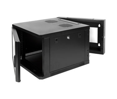 Strong SR-WMS-6U Wall Mount Rack 6U Locking Swing Out
Black wall-mounted server cabinet on a white background