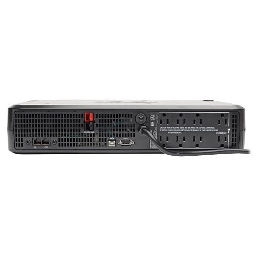 Eaton Tripp Lite SMART1500LCDXL 2U Rackmount UPS AVR 1500VA 900W
Back view of a electronic device with ports and labels on a white background