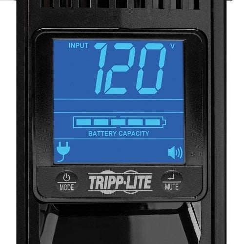 Eaton Tripp Lite SMART1500LCDXL 2U Rackmount UPS AVR 1500VA 900W
Tripp Lite power monitor with digital display showing voltage and battery capacity.