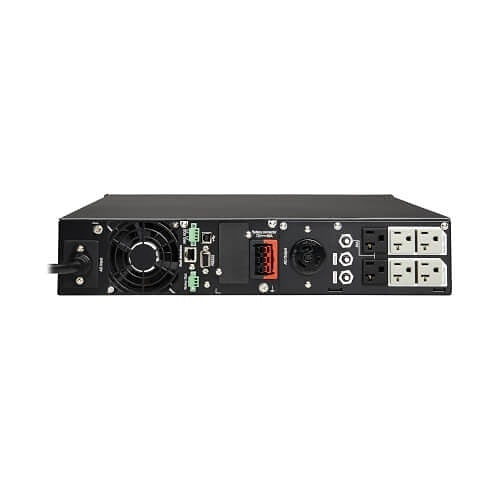 Eaton Tripp Lite SMART3000RMXL2U 2U Sine Wave UPS 3000VA
Power supply unit with multiple outlets and connectors on a white background