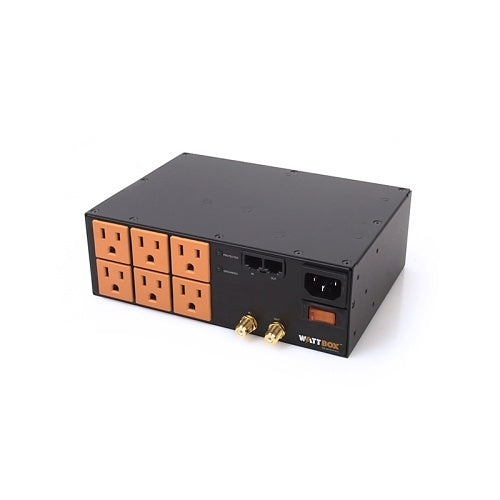 WattBox WB-200VB-CE-6 6-Outlet Power Conditioner Coax Ethernet
Black and orange power strip with multiple outlets on a white background