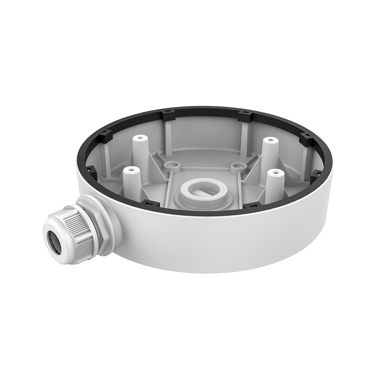 LTS LTB722 Platinum Junction Box for CMIP7283 and CMIP3C8P
A white LTS LTB722 Platinum Junction Box for camera installation, featuring multiple cable outlets and a robust build.