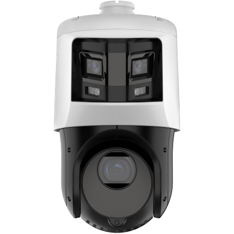 LTS PTZIP4C84W-X25IR Platinum 8+4MP PTZ Dome IP Panoramic Camera
Security camera with multiple lenses on a white background